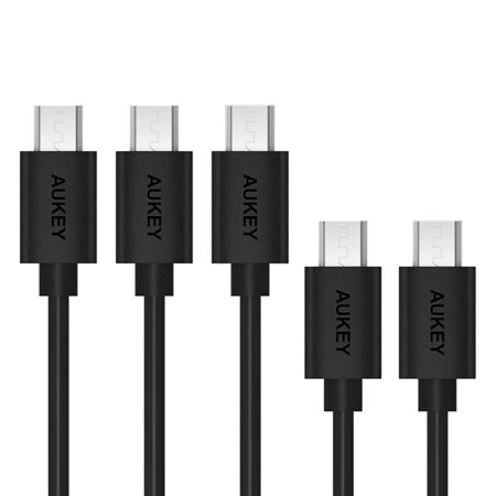 AUKEY CB-D5 Cable micro USB 2.0 CB-D5 Qualcomm Quick Charge 2.0 3.0 (2 x 1 m, 1 x 2 m, 2 x 0,3 m), paquete de 5